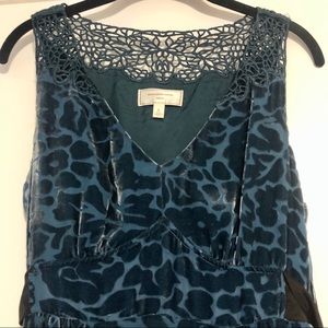 Anthropologie Teal Velvet Dress